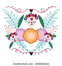 mexican skulls and flowers decoration