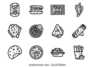 Mexican snackes line vector doodle simple icon set