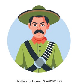 Mexican soldier character illustration in flat style 