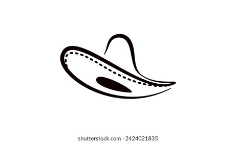 mexican sombrero , black isolated silhouette