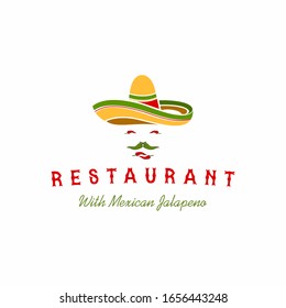 Mexican Sombrero with Chili for Taco Restaurant logo design