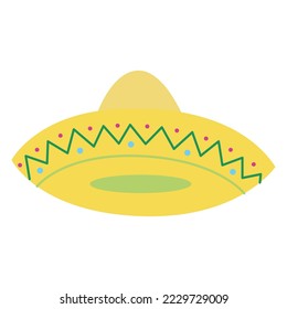 Mexican sombrero. Cinco de Mayo symbol. Spanish latin fiesta accessory, traditional headdress. Decorated vintage party symbol. vector illustration.
