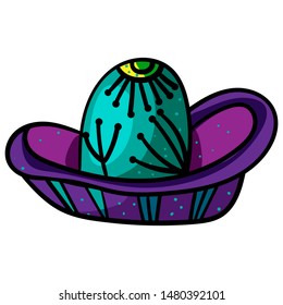Mexican sombrero colorful. Sombrero with flower. Hat vector Illustration on a white background. - Vector. Vector illustration