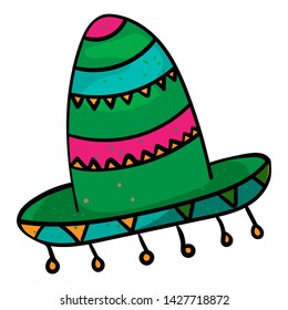 Mexican sombrero colorful. Hat vector Illustration on a white background. - Vector. Vector illustration