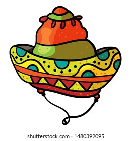 Mexican sombrero colorful. Hat vector Illustration on a white background. - Vector. Vector illustration