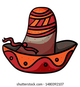 Mexican sombrero colorful. Hat vector Illustration on a white background. - Vector. Vector illustration