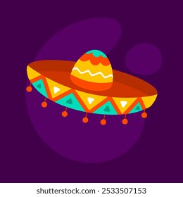 Ícone plano de sombrero mexicano. Ilustração do vetor Cinco de mayo