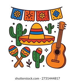 Mexikanischer Sombrero, flacher Vektorsymbol