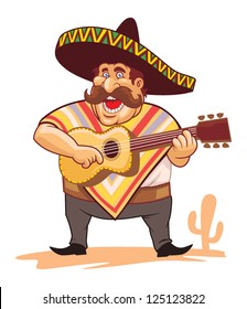 mexican with sombrero and guitar