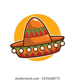 chapéu sombrero mexicano - ilustração vetorial cartoon. elemento de design para cartaz, brochura, web, mascote, adesivo, logotipo e ícone.