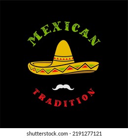 Mexican Sombrero Hat Colorful Vector Design, Traditional Mexican Hat For Independence Celebration