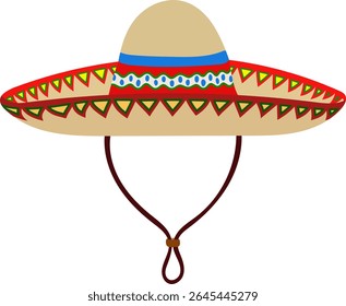 Ilustração mexicana do chapéu Sombrero isolada no fundo branco