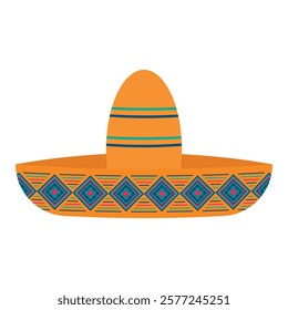 Mexican sombrero hat. Isolated vector illustration in flat style.	