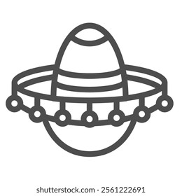 Mexican sombrero hat line icon, ethnic musician headwear concept. Vector graphics. Guitarist man hat sign on white background, outline style icon for mobile or web design