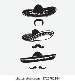 Mexican Sombrero hat with moustache   icons
unique illustrations 