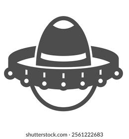 Mexican sombrero hat solid icon, ethnic musician headwear concept. Vector graphics. Guitarist man hat sign on white background, glyph style icon for mobile or web design