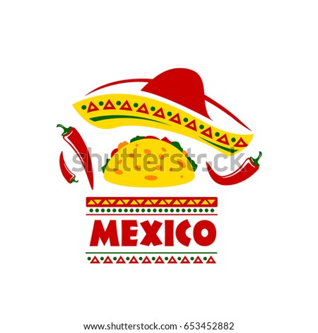 Mexican Sombrero Hat Taco Snack Red Stock Vector (Royalty Free ...