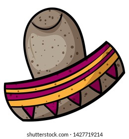 Mexican sombrero hat vector Illustration on a white background. - Vector. Vector illustration