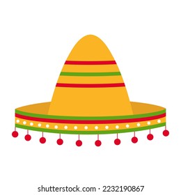 Vector de sombrero mexicano con sombrero mexicano Ilustración en fondo blanco. Sombrero mexicano tradicional.
