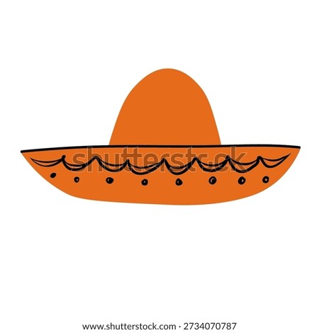 Mexican sombrero hat. Vector illustration of traditional headwear on isolated background in cartoon style. Icon for carnival, party, accessory, traveling. Design element for print, card, flyer