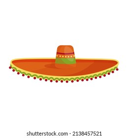Mexican sombrero hat.Traditional accessory.Cartoon vector graphic.