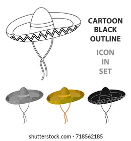 Mexican sombrero icon in cartoon style isolated on white background. Mexico country symbol stock vector illustration.