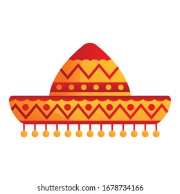 Icono mexicano con sombrero. Dibujo de un sombrero mexicano con un ícono vectorial para el diseño web aislado de fondo blanco