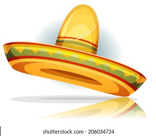 Mexican Sombrero/ Illustration of a funny cartoon mexican sombrero with vintage texture