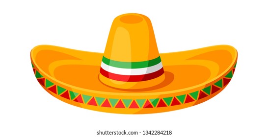 Mexican sombrero illustration of traditional national hat.