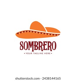 Mexican sombrero logo vector on white background. Hat symbol for branding, cards, labels, posters, flyers of Mexico holiday celebration and fiesta party Cinco de Mayo, Day of the dead, Taco theme.