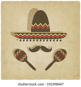 Mexican sombrero old background - vector illustration. eps 10