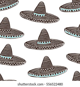 Mexican Sombrero Seamless Pattern