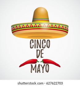Mexican sombrero with shadow on the gray background. Eps 10 vector file.