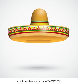 Mexican sombrero with shadow on the gray background. Eps 10 vector file.