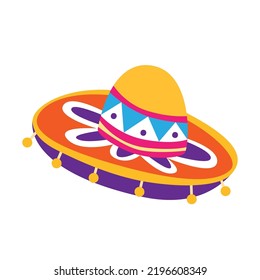Mexican sombrero. Traditional Mexican ethnic carnival hat. Isolated illustration.