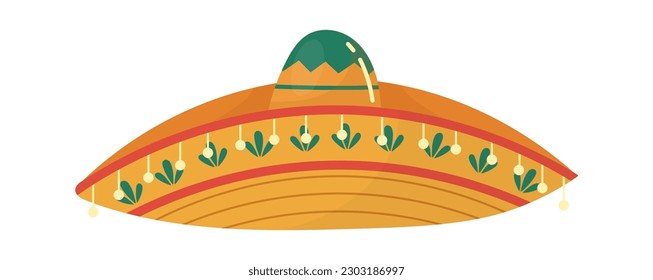Mexican sombrero traditional hat. Vector illustration