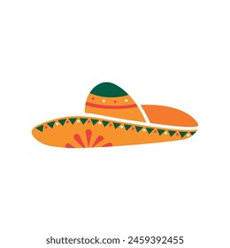 Mexican sombrero vector illustration on white background. Hat symbol for branding, cards, labels, posters, flyers of Mexico holiday celebration and fiesta party Cinco de Mayo, Day of the dead, Taco.