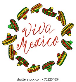 Mexican Sombreros Set Colorful Doodle Vector Stock Vector (Royalty Free ...