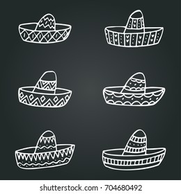 Mexican sombreros set, colorful doodle vector national hand drawn hats. Viva Mexico.