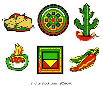 mexican spicy food icons