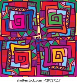 Mexican squares. Abstract seamless pattern. Vector illustration