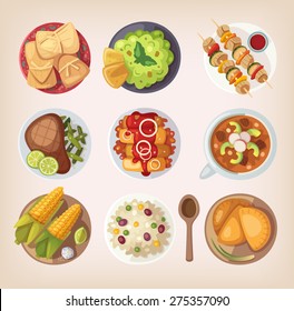 Mexican street, restaurant or homemade food icons for ethnic menu