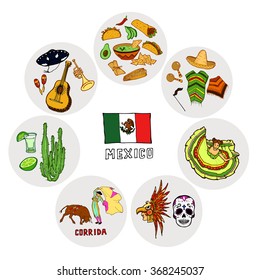 mexican stuff; set of icons