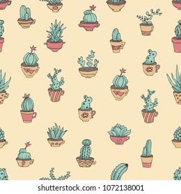Mexican style Cactus seamless pattern for wallpaper 