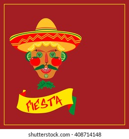 Mexican style. Mexican Fiesta party Concept. Holiday  poster template, card, invitation, promotion. Cinco de mayo Fiesta. Mexican fiesta party decoration, food menu background. Vector illustration