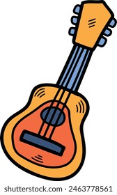 a Mexican style guitar illustration Hand drawn in line style