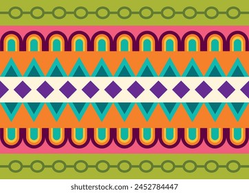 Patrón de estilo mexicano de colores variados y Formas geométricas, festividad del 5 de mayo, celebración del triunfo histórico mexicano.