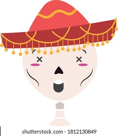 Mexican style skull figure with facial gesture