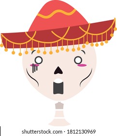 Mexican style skull figure with facial gesture