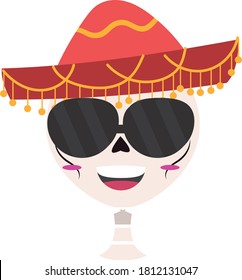 Mexican style skull figure with facial gesture